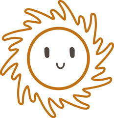 Sun character with happy expression and curls