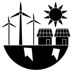 renewable energy wind turbine and solar panels