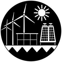 renewable energy wind turbine and solar panels