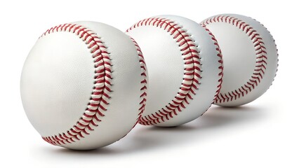  set of baseball balls on isolated transparent background.