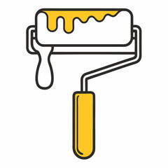 Obraz premium Paint roller outline covered in paint vector design