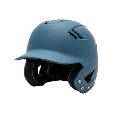 Fototapeta premium A blue sports helmet with ventilation holes and a visor. The helmet is designed for safety in sports activities. It has a matte finish and is displayed on a transparent background.