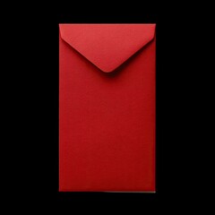 Single plain red envelope without design, isolated on black background, evokes sense of simplicity and elegance, perfect for various occasions