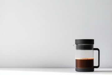 Simple coffee press against a plain backdrop.