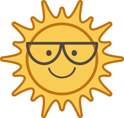 Sunny icon with wavy rays and big smile