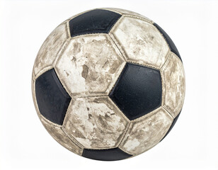 Dirty Soccer Ball Isolated on White Background with Clipping Path, Sports Concept Photography