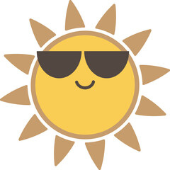 Line burst sun with sunglasses expression