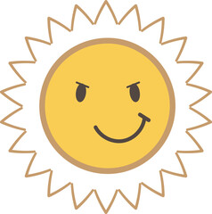 Sun with squint eyes and subtle smile