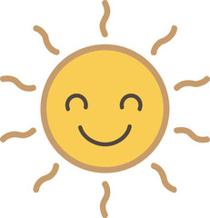Cartoon sun icon with round cheerful face
