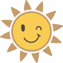 Sun with joyful wink and soft petal rays