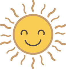 Round sun with soft smile and pink cheeks
