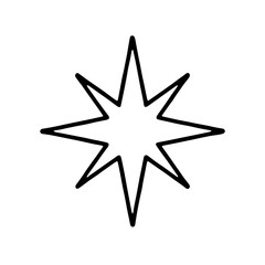Fototapeta premium Eight-pointed star icon in outline style as a sacred symbol