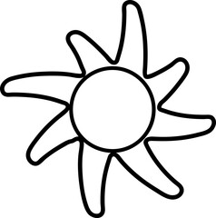 Outline sun icon with rotating swirl design