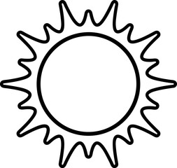 Zigzag sun rays in black and white outline