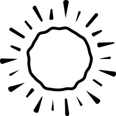 Black lined sun icon with jagged beams