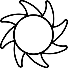 Sun with alternating swirl-style petal rays