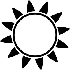 Half solid petal sun with central outline