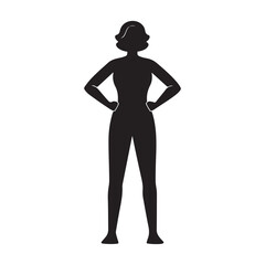 Black Silhouette Woman Hands on Hips Standing Female