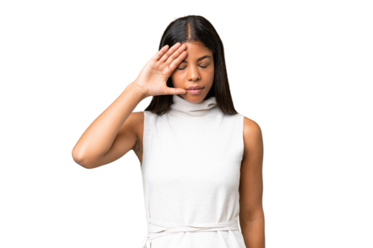 Young African american woman over isolated background with tired and sick expression