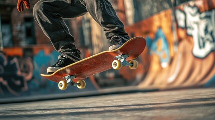 Skateboarder in Action at Urban Skatepark Scene