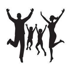 silhouettes of jumping people