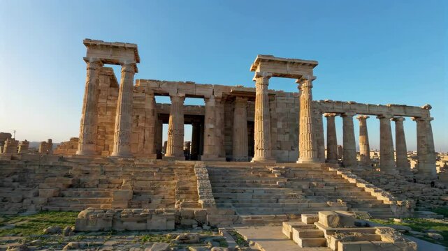 arafed view of a stone structure with steps leading up to it
