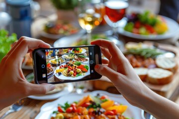 Detailed Picture of Close Up Hands Taking Photo of Food