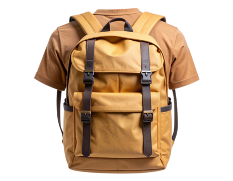  Casual School Backpack Worn by Invisible Mannequin, Isolated on Transparent Background