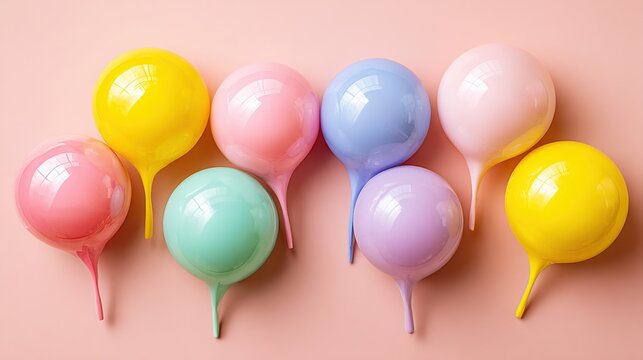 Colorful speech bubbles on pastel background, symbolizing abstract communication and creative expression