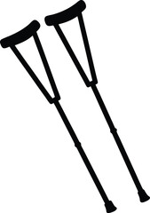 Crutches medical equipment vector silhouette