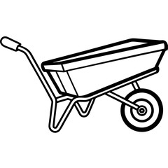 Classic wheelbarrow side view detailed vector illustration of a traditional garden wheelbarrow