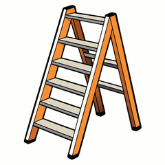 Folded step ladder with four rungs a simple clean vector illustration for banners and advertisements