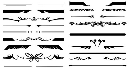 Collection of elegant dividers and decorative lines. Set includes various ornate and simple borders for design projects.