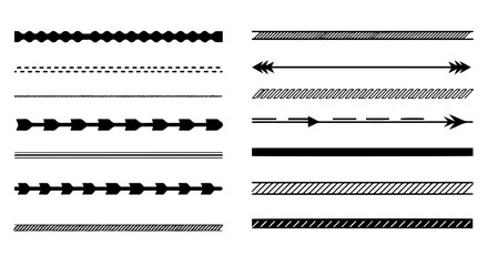 Fototapeta premium Collection of decorative dividers. Set includes various simple lines, borders, and separators for design projects. This diverse collection of design elements is perfect for website templates,