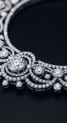 Obraz premium silver pendant with diamonds on a black background