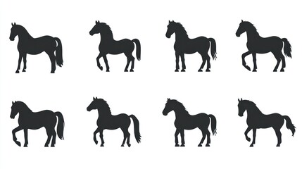 Horse Silhouette Set: Equestrian Animal Designs