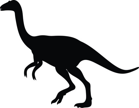 Graceful Lesothosaurus Silhouette: A Small, Nimble Outline of an Early Ornithischian, Ideal for Illustrating Triassic Diversity and Proto-Herbivores on a Clean White Canvas.