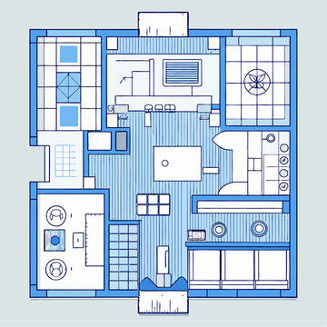 Detailed 39th floor plan top down room layout with walls