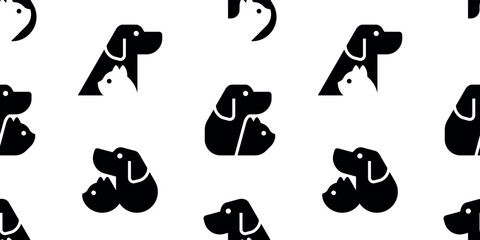 Seamless pattern with Dog and cat logo. isolated on white background  © Nataliia
