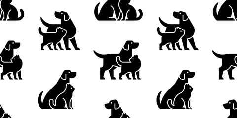 Seamless pattern with Dog and cat logo. isolated on white background
