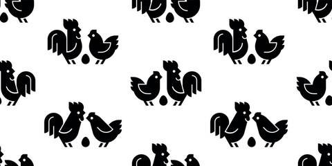 Obraz premium Seamless pattern with Farm animals logo Rooster and chicken. isolated on white background 