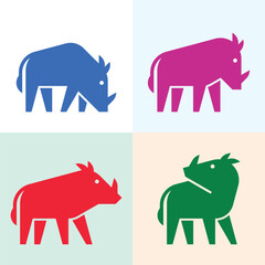 Set of Warthog logo. Icon design. Template elements
