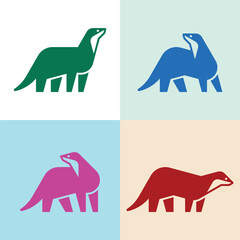 Set of Otter logo. Icon design. Template elements
