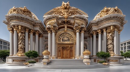 Obraz premium Symmetrical monument with gold baroque design high resolution photo