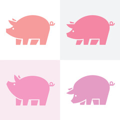 Set of Pig logo. Icon design. Template elements
