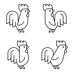 Set of Rooster logo. Icon design. Template elements
