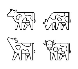 Set of Cow logo. Icon design. Template elements
