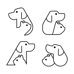 Set of Dog and cat logo. Icon design. Template elements
