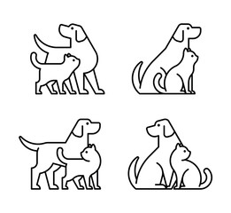 Set of Dog and cat logo. Icon design. Template elements
