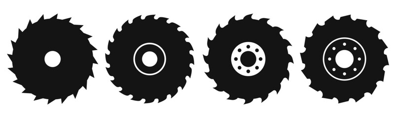 Circular saw blade vector icons set